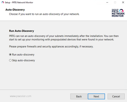 Setup Dialog: Run or Skip Auto-Discovery Setup Dialog: Run or Skip Auto-Discovery